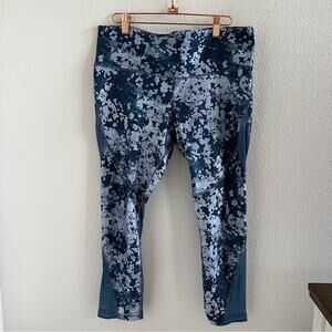 Under Armour UA HeatGear Print Ankle Crop 1329492 Blue Womens XL